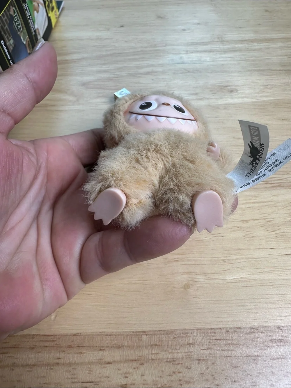 Labubu Plush Beige Furry the Monsters letter S Keychain by POP MART